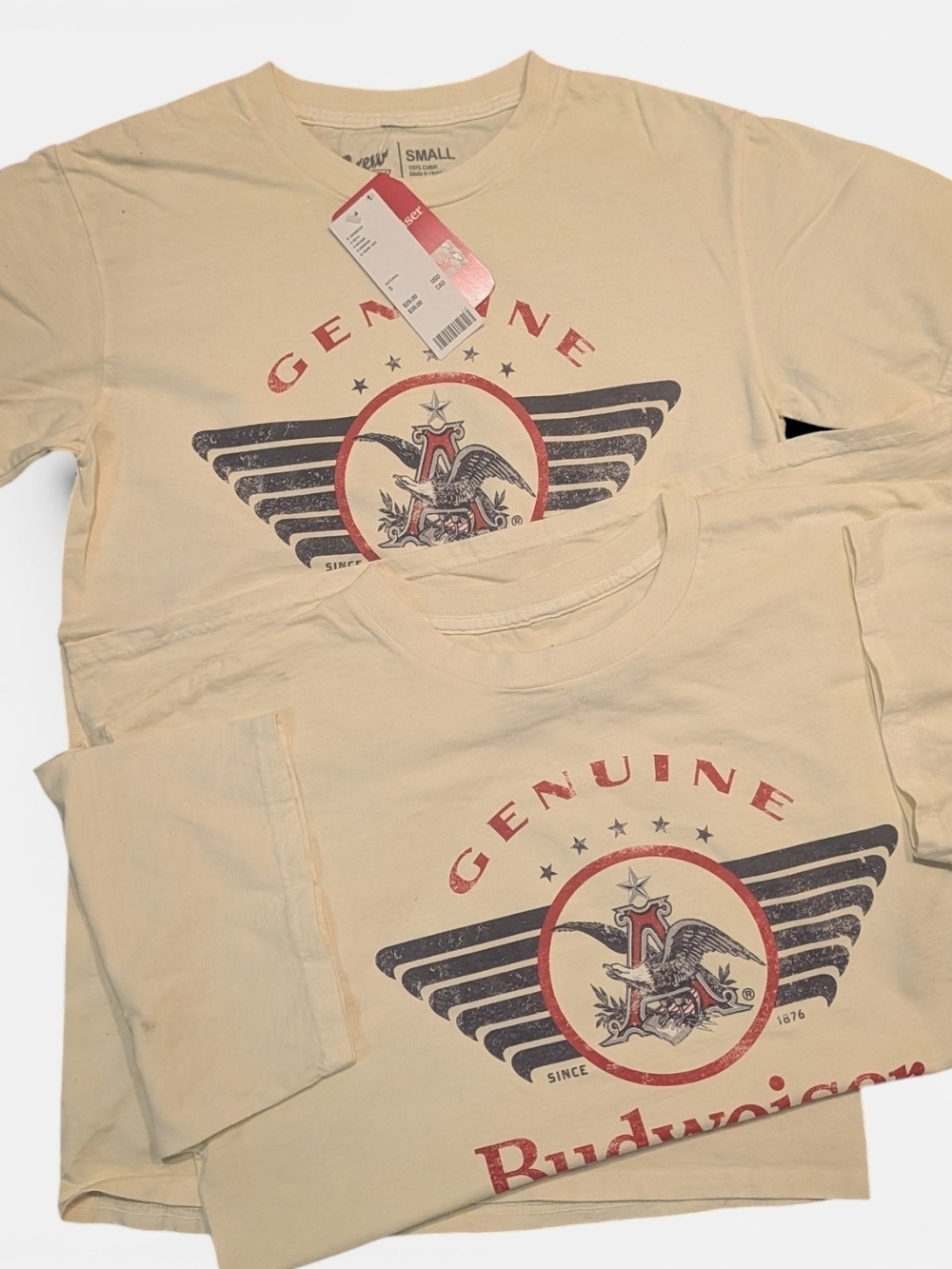 Budweiser Genuine Graphic Tee - Cream with Red & Navy